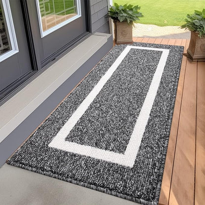 OLANLY Indoor Door Mat, 47x20, Non-Slip Absorbent Resist Dirt Entrance Mat, Washable Low-Profile Inside Entry Doormats for Entryway, Black
