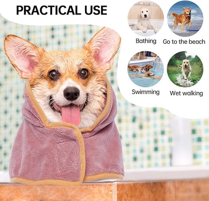 Magic Sticker & Belly Strap Dog Drying Coat, Microfibre Material Fast Drying Super Absorbent Towel, Dog Robes for After Bath - Small to Large