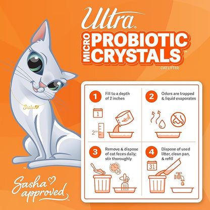 NEW Ultra Probiotic Micro Crystals Premium Cat Litter - 99.9% Dust Free, Soft on Paws, Fragrance Free - 15 Lbs. Total (3pk of 5 Lbs.)
