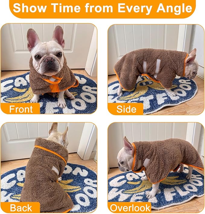 Dog Bathrobe Super Absorbent Dog Towels Large Quick Drying Robes for After Bath Soft Adjustable Warm Keeping Dogs Towel(S-XXL)