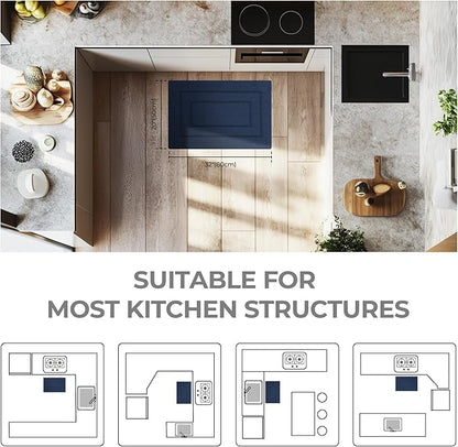 GRANNY SAYS Kitchen Mats for Floor Resist Dirt Kitchen Rugs Non Slip Washable, Small Rug for Sink Laundry Thick Durable Polypropylene Comfort Standing, 32" x 20", Deep Blue