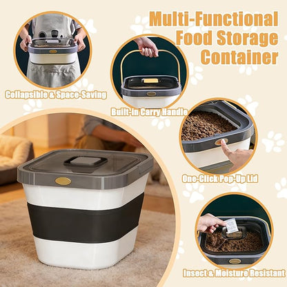 Elevated Dog Bowl with Storage Container - 2-in-1 Raised Dog Bowl Stand with 2 Stainless Steel Food Bowls，15-18 lb Dog Food Storage Bin for Large Breed Dogs, Adjustable Height Feeding Station