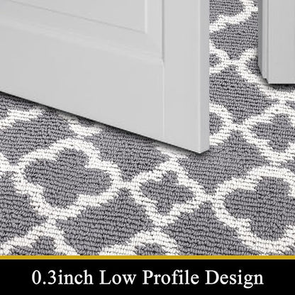 U'Artlines Long Runner Rug for Hallway 2×8feet Non Slip Kitchen Floor Carpet Runners Grey Geometric Pattern Machine Washable Area Rug for Entryway Bathroom