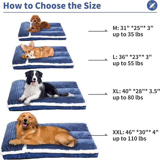 KHONSU PET Dog Bed with Pillow 3in Orthopedic Pad for Large Dogs up to 65 lbs Large Waterproof Removable Cover Machine Washable for Large Dogs