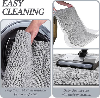 VIVAGLORY Dog Door Mat Absorpmax Dog Rug for Muddy Paw, Mat for Muddy Paw Door Indoor Floor Entryway, Waterproof Washable & Water Absorbent Dirt Trapper, 35" × 25", Grey