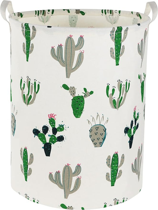 Laundry Basket Kids laundry hamper Cactus Hamper Toy Storage Bin Organizer for Boys and Girls Cactus Room Decor(Green and Gray）