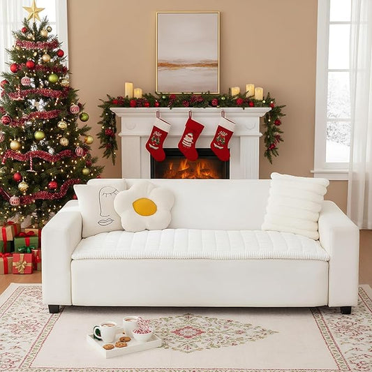 LiveGo Pet Couch Cover Dogs Washable Non-Slip Couch Protector Pet Friendly Dog Mat for Couches and Sofas (Milky White, 70x210 cm/27.6x82.7 in)