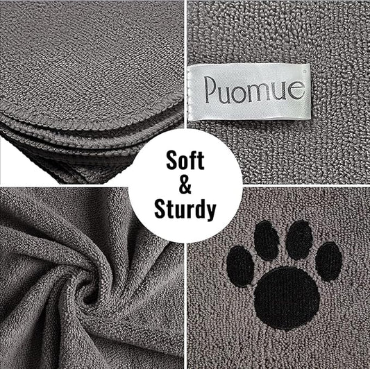 Microfiber Dog Towels for Drying Dogs, Super Absorbent and Soft Pet Grooming Towel, 40 Inch X 23.6 Inch, Perfect for Large, Medium or Small Dogs (Grey, 40''X23.6'' - 2pack)