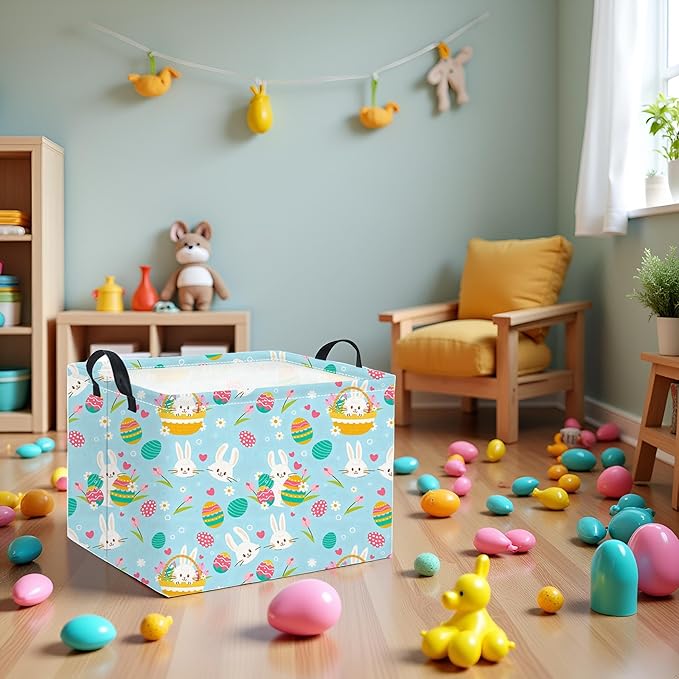 Rectangular Flower Easter Basket for Kids - Baby Storage Bin and Organizer, Shelf, Book Basket, Room Decor