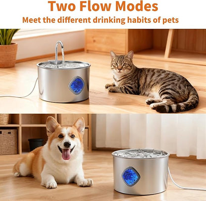 Cat Water Fountain Stainless Steel: 108oz/3.2L Cat Fountain for Drinking - Pet Water Fountains for Cats Indoor - Dog Water Bowl Dispenser - Pets Feeding & Watering Supplies - for Small Animals