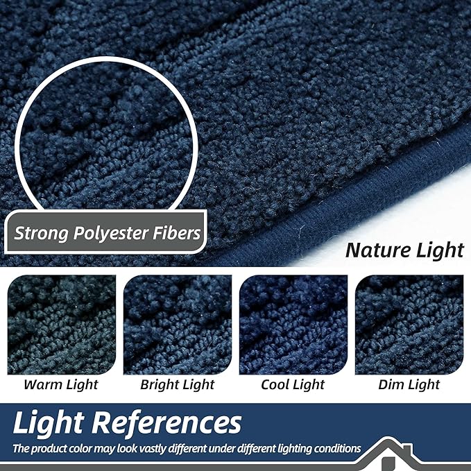 BEQHAUSE Dirt Trapper Door Mat 24" x 36", Doormat Non-Slip Entryway Rugs Washable, Dog Door Mat Stain Resistant and Absorbent Welcome Floor Mat for Front Back Door, Mud Wet Shoes & Paws, Navy Blue