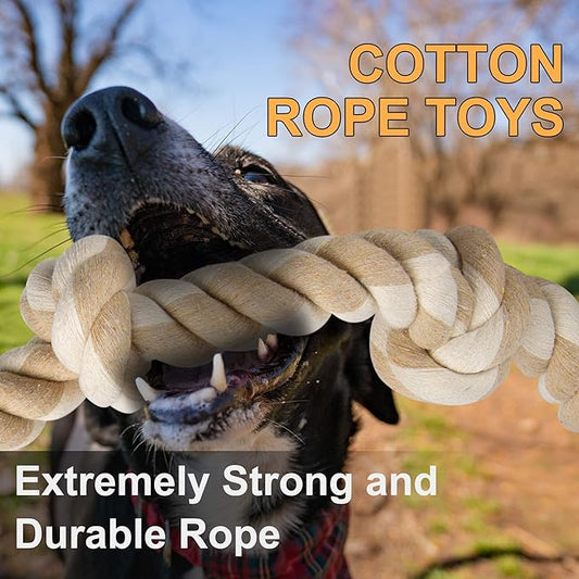 Fida Dog Rope Toys for Large/Medium Aggressive Chewers, Tough Cotton Chew Toy, 3 Feet 5 Knots Indestructible, Tug of War Dog Pull Rope Teeth Cleaning