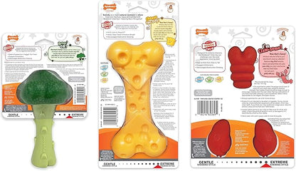 Nylabone Power Chew Toy Bundle, Cute Dog Toys for Aggressive Chewers, Filet Mignon, Cheese, and Bacon Flavors, Large Dogs - Up to 50 lbs, 3 Pack