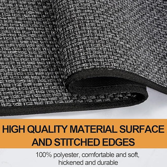 Kitchen Mat Set of 2 PCS, Cushioned Non Slip Rugs for Kitchen Floor, Absorbent Runner Comfort Standing Mats Washable for Kitchen, Office, Home, (Black, 17.3"x47"+17.3"x71")