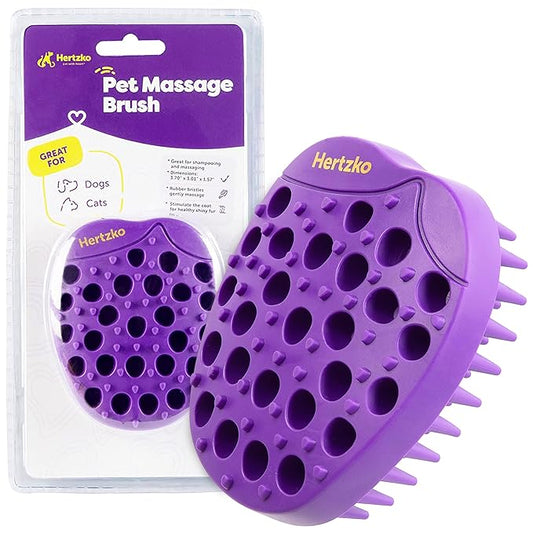 Pet Bath & Massage Brush - Grooming Comb for Shampooing & Massaging Dogs, Cats, Small Animals w/Short or Long Hair - Long Tapered Bristles, Gently Removes Loose, Shed Fur, Bath Brush Cats (No Handle)