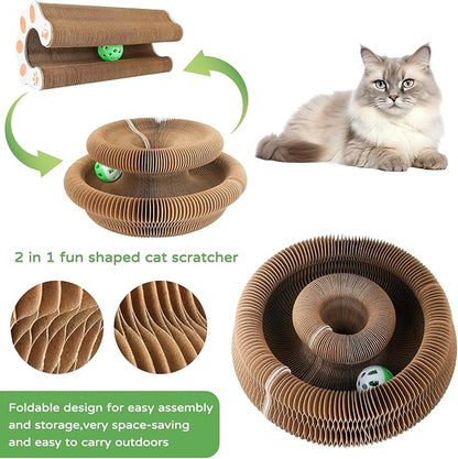Goosheep Accordion Magic Organ Cat Scratcher Toys for Indoor Cats - Cardboard Cat Scratching Board Ball Scratcher Pad 3 Pack