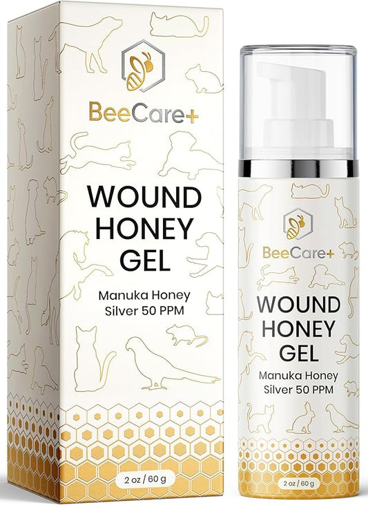 Manuka Honey Wound Gel for Hot Spot Treatment for Dogs and Cats – Helps with Irritations, Cuts, Rashes, Abrasions, and Scrapes – Colloidal Silver for Dogs 2 oz