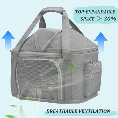 Airline Approved Pet Carrier Soft-Sided Dog Carriers Travel Tote Bag for Small Dogs Cats, Foldable Pet Bag for Puppies Small Animals with Pockets (Grey, 16.2" x 11.4" x 13")