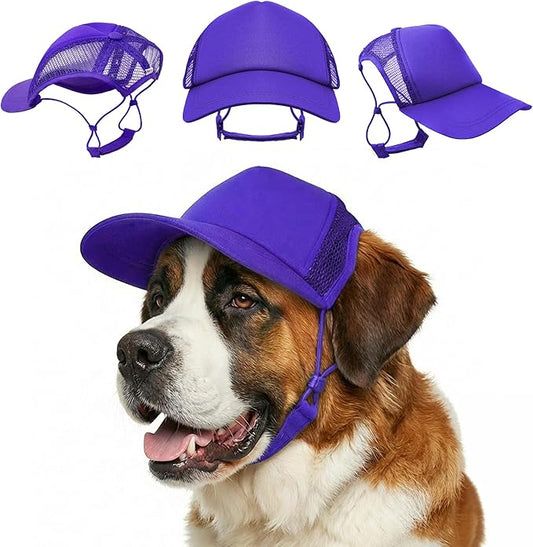 Tuff Pupper Dog Baseball Cap | UV Protection Dog Sun Hat | Breathable Lightweight Design | Secure Adjustable Chin Strap | Quick-Dry Fabric | Reinforced Brim | Small Medium Large Dogs (Purple, XXL)