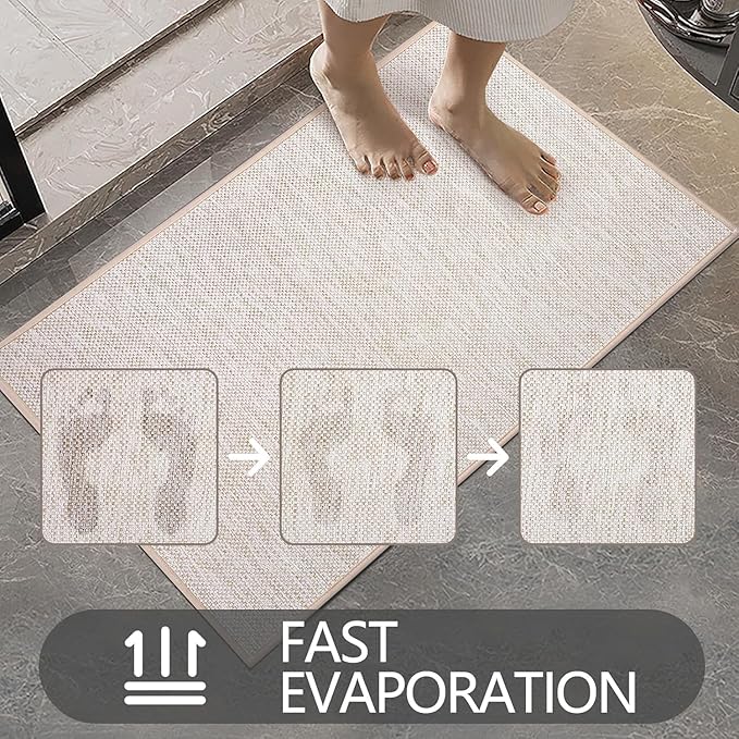 Ultra Thin Indoor Door Mat, Low-Profile Door Mats Indoor Entrance, Non-Slip Natural Rubber Backing Doormat, Washable Entryway Doormats, Fade Resistant Dirt Trapper for Kitchen, 47''x24'',Beige