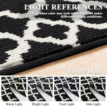 U'Artlines Runner Rug for Hallway 2×6feet Non Slip Kitchen Floor Carpet Runners Black and White Geometric Pattern Machine Washable Area Rug for Entryway Bathroom