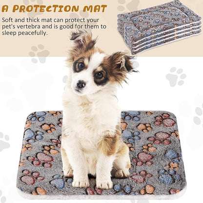 Tuanse 4 Pack Ultra Soft Dog Cat Bed Mat Small Animal Guinea Pig Bed with Cute Print Reversible Fleece Dog Crate Kennel Pad Cozy Washable Thickened Hamster Pet Beds Mat(23 x 18 Inches,Gray)