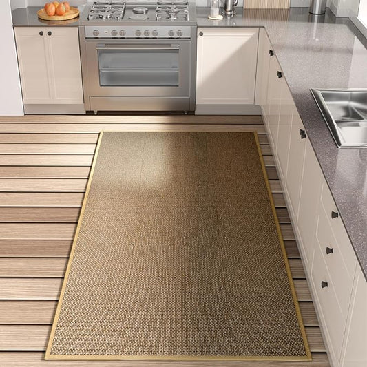 Kitchen Mat, Rubber Backing Cushioned Non Slip Kitchen Rugs for Floor, Absorbent Runner Comfort Standing Mat Rug Washable for Kitchen, Office, Home, 35.4"x71" (Brown)