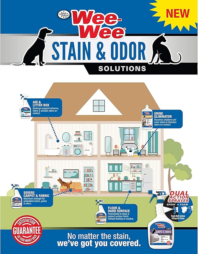 Four Paws Wee-Wee Pet Stain and Odor Eliminator for Urine Stains 128 Ounces