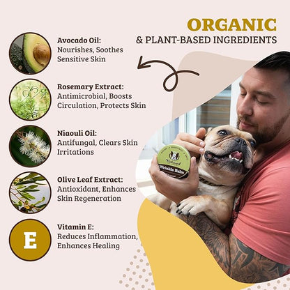 Natural Dog Company Wrinkle Balm for Dogs – Dog Wrinkle Balm for Skin Folds, Facial Creases & Wrinkles, Lick-Safe Wrinkle Cream for Bulldogs, Pugs & Bully Breeds, Daily Skin Care, 4 oz Tin