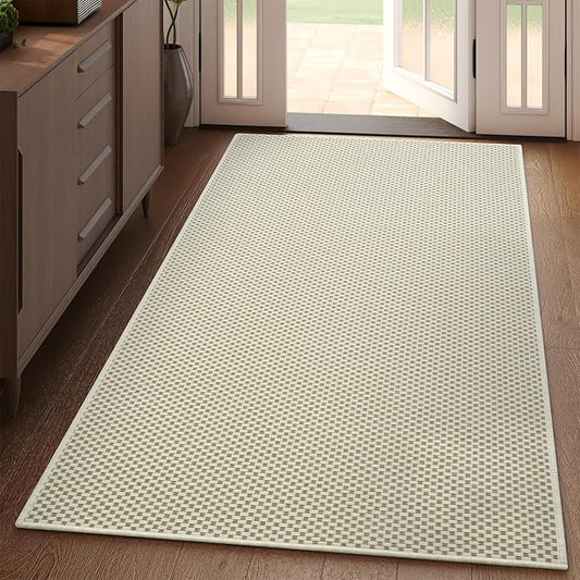 3x5 ft Area Rug Entryway Runner Rug Non Slip Washable, Boho Woven Kitchen Runner Rugs Door Mat Entry Rugs Carpet for Indoor Foyer Backdoor Hallway Floor Bedroom Living Room, Beige
