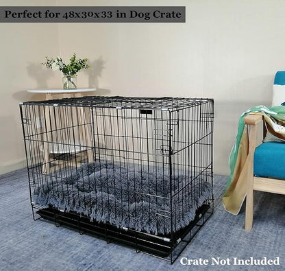Coohom Deluxe Plush Dog Bed Pet Cushion Crate Mat,Fulffy Comfy Kennel Anti-Slip Washable Pad for Medium Large X-Large Dogs(XX-Large, Grey)