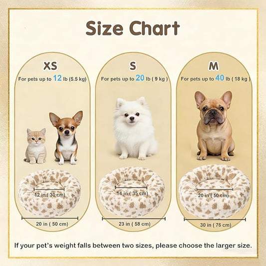 Avont Donut Dog Bed, Round Calming Pet Bed for Small and Medium Puppy Cats, with Removable Cover, Circle-Shaped, Anti-Anxiety, Cozy & Washable -S