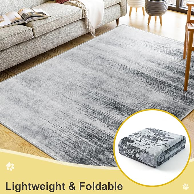 COMSLE Door Mat Soft Absorbent Indoor Front Entryway Rug Machine Washable Entrance Mats for Muddy Paws Non Slip Throw Rugs 36" x 60" Doormat for Inside Foyer Bedroom - Gray