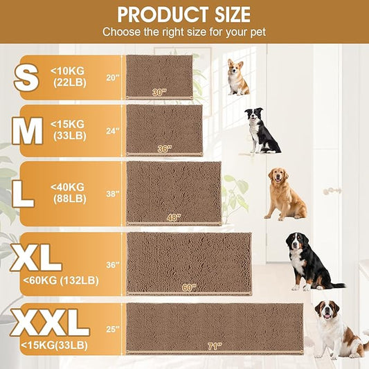 IM HOME Dog Door Mats for Muddy Paws, 30" X 20" Chenille Absorbent Doormat, Non Slip Heavy Dog Rugs for Muddy Paws, Soft Indoor Door Mat for Entryway, Mud Paw, Inside Floor, Camel