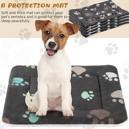 Tuanse 4 Pack Ultra Soft Dog Cat Bed Mat Small Animal Guinea Pig Bed with Cute Print Reversible Fleece Dog Crate Kennel Pad Cozy Washable Thickened Hamster Pet Beds Mat(23 x 18 Inches,Black)