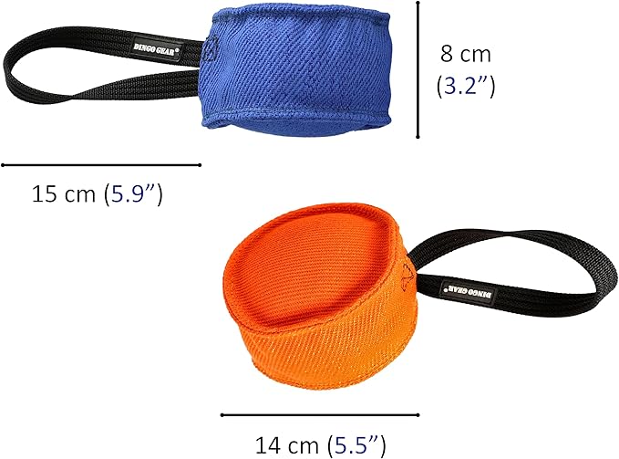 Dingo Gear Dog Tug Toy for Strong Dog, Bite Training, IGP, Fun, French Linen Drum, 5,5x3,1" Orange Berta S00094