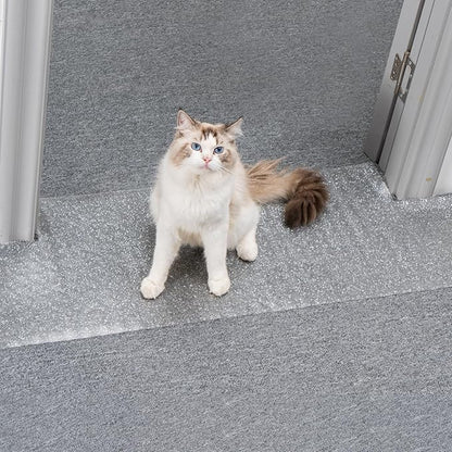 Uross Carpet Protector for Pets - Cat Carpet Protector for Doorway, Anti Scratch Under Door Cat Scratch Protector Mat, Easy to Cut Plastic Stopper Cat Scratch Guard Carpet 3.6FT-Silver