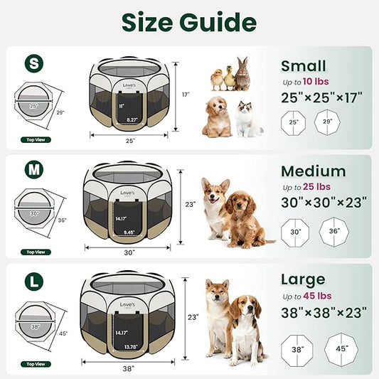 Love's cabin Pet Puppy Dog Playpen, Large Dog Tent Crates Cage Indoor/Outdoor, Portable Playpen for Cat, Foldable Pop Up Dog Kennel Playpen with Carring Case, Removable Zipper Top, Khaki