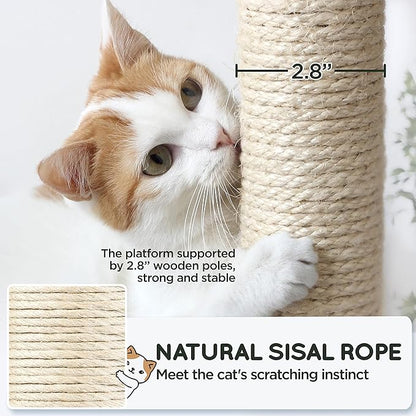 Topeakmart 63in Cat Tree Cat Climbing Tower, Cat Activity Center w/Scratching Post Cozy Condo House Spacious Platform for Indoor Cats, Green