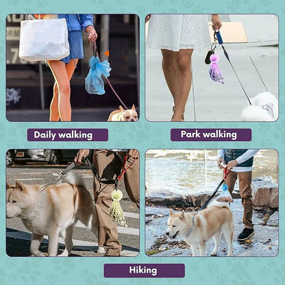 Dog Waste Bag Holder with Carabiner Clip - Convenient, Non-Plastic, and Hands-Free Waste Management Solution, Giving back to Charity (Blue/Yellow)