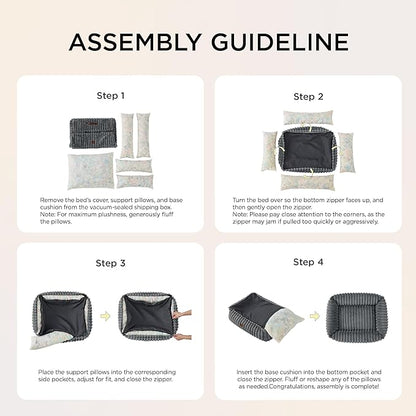 Bedsure ComfyFleece™ Cute Dog Bed for Small Dogs & Cats - Washable Furry Puppy Beds, Rectangle Orthopedic Corduroy Fleece Pet Beds with Removable Zipper Cover, 20x19x6inches, Sandy Beige