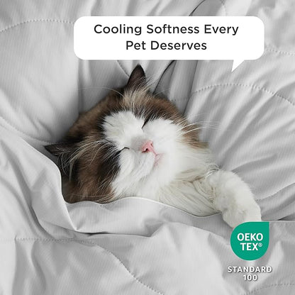 Bedsure Premium Cooling Blanket for Medium Dog - Q-MAX>0.5, Breathable Summer Washable Cold Pet Throw Blanket, Soft Durable Self Cooling Cat Mat for Hot Weather, Pearl Grey, 30x40