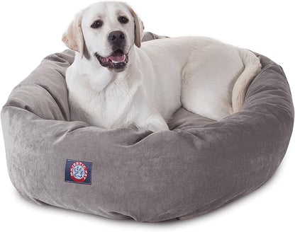 Majestic Pet 40 Inch Micro Velvet Calming Dog Bed Washable – Cozy Soft Round Dog Bed with Spine for Head Support - Fluffy Donut Puppy Mat 40x29x9 (inch) Large - Vintage (2025)