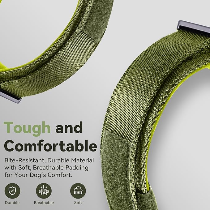 2026 Upgrade Waterproof AirTag Dog Collar, Military Tactical Dog Collar with AirTag Holder, Comfortable Control Handle and Metal Buckle, GPS Dog Collar Holder for Medium to Large Dogs (ArmyGreen, XL)