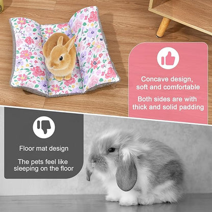 Rabbit Bed 18"X15"Thickened and Soft Bunny Bed Washable Cuddle Cushion Plush Mat Double-Sided Plush Small Pet Flop Mat Cotton Pillow for Rabbit