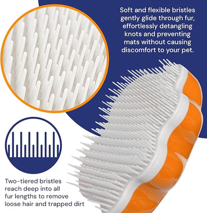 Small 4" Dog Pet Hair Massaging Brush Grooming Tool for Cats Dogs Long or Short Hair Tangerine Orange