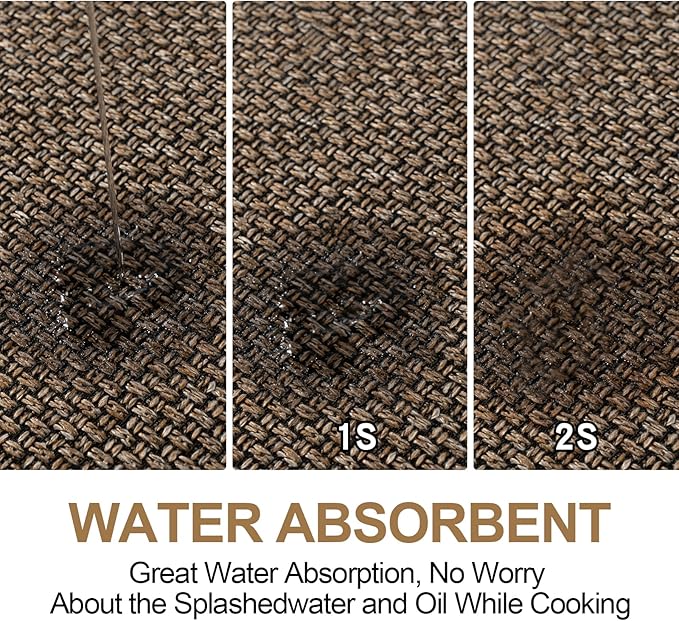 Kitchen Mat 1 PCS, Cushioned Non Slip Rugs for Kitchen Floor, Absorbent Runner Comfort Standing Mats Washable for Kitchen, Office, Home (Brown, 17.3"x95")