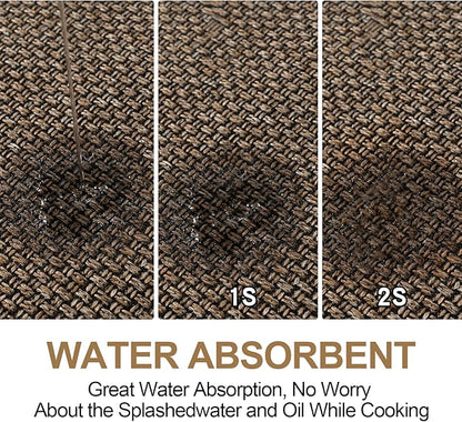 Kitchen Mat 1 PCS, Cushioned Non Slip Rugs for Kitchen Floor, Absorbent Runner Comfort Standing Mats Washable for Kitchen, Office, Home (Brown, 17.3"x95")
