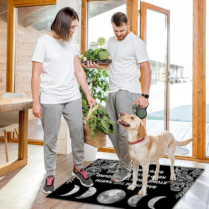 Custom Doormat with Family Name Personalized Moon Entryway Door Mat Front Door Mat for Outdoor Decor Entrance Mat Customised Rug Christmas Housewarming Gift with Anti-Slip Backing