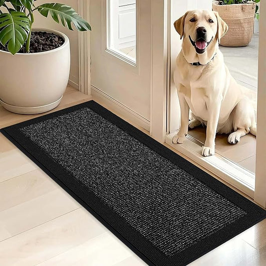 BEQHAUSE Indoor Door Mat 20" x 48", Dirt Trapper Door Mats Non-Slip Entryway Rugs Washable, Resist Dirt Absorbent Welcome Mat, Low Profile Floor Mats for Front Back Door and Entryway, Black